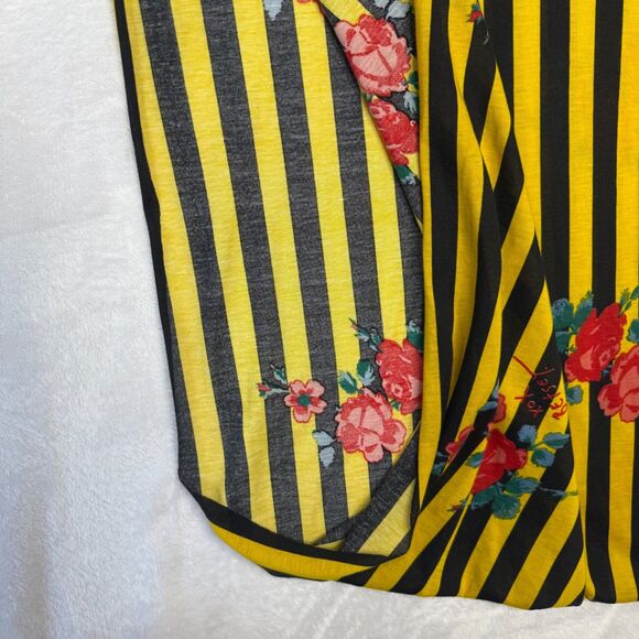 Betsey Johnson Infinity Scarf Yellow & Black Stripes with Red Flowers - Picture 10 of 10